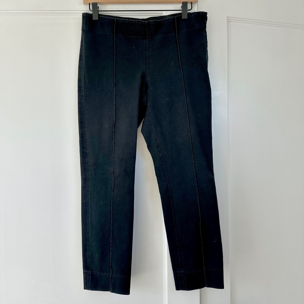 COS Womens Black Cropped Straight Leg Pants Trousers Elastic Waist Casual